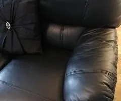 2 Seater Black imitation leather couch