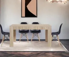 Nordic Oak Style Wooden Dining Table with 4 Chair